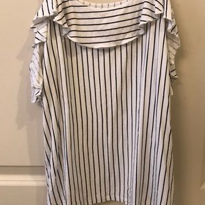 striped open shoulder american eagle top